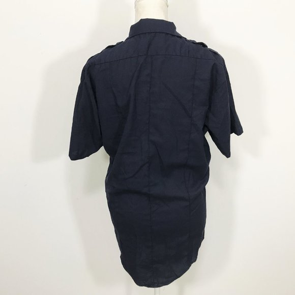 Deputy Navy Blue Short Sleeve Button Down Shirt Women M - Picture 5 of 6